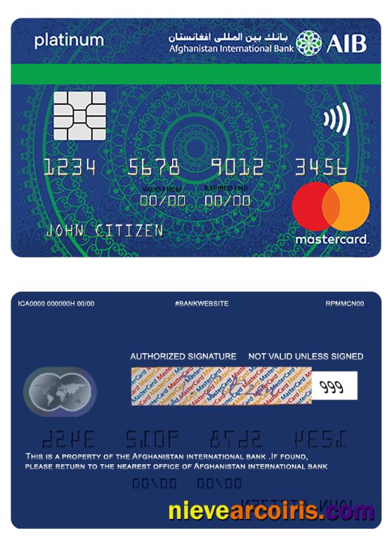 Afghanistan international bank mastercard platinum islamic card